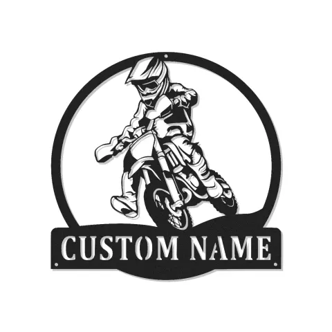 Personalisierte LED-Beleuchtung Metall-Wandkunst für Motocross-Fahrer – Einzigartiges Geschenk für Dirtbike-Enthusiasten, Garage oder Spielzimmer