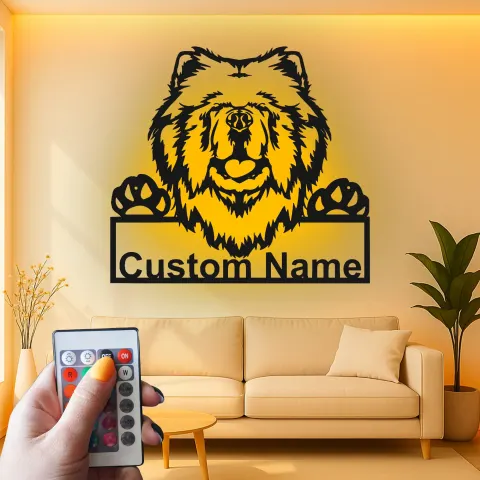 Vista alternativa di Insegna in metallo personalizzata con orso retroilluminato, regalo per amanti della fauna selvatica, decorazione rustica per cabina 1