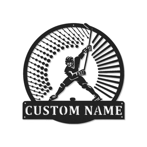 Personalized Hockey Player Sign | LED Metal Wall Art | Custom Name Decor for Game Room | Gift for Athlete
