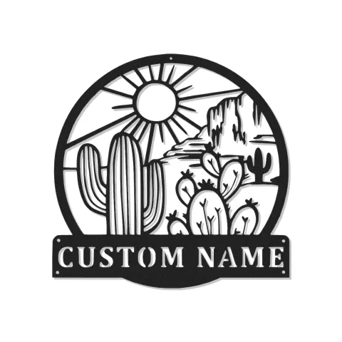 Cartel de cactus del desierto con luz LED personalizado, regalo del suroeste, decoración para salón