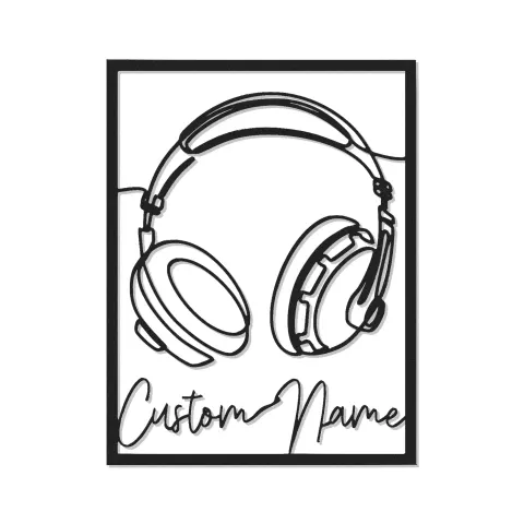 Insegna LED cuffie personalizzata | Decorazione murale in metallo su misura per studio musicale | Decor con nome per DJ | Idea regalo per musicista
