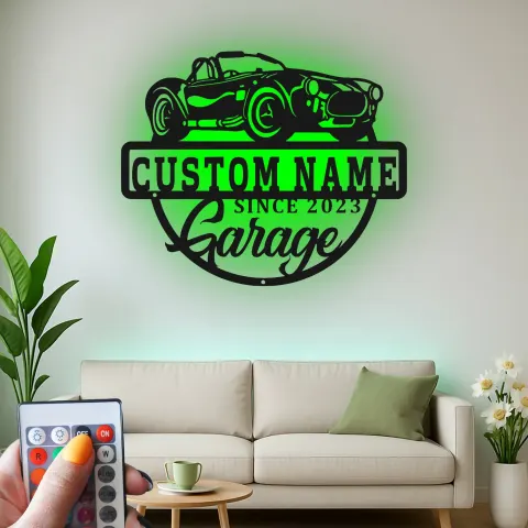 Individuelles LED-Schild für klassische Autos | Personalisierte Metall-Garagenkunst | Vintage-Dekor für Männerhöhlen | Geschenk für Auto-Enthusiasten alternative Ansicht