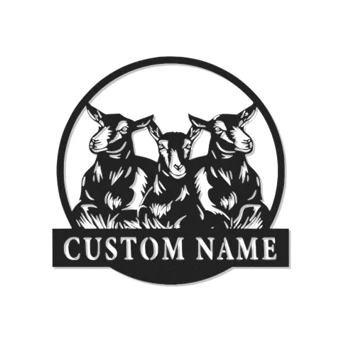 Decoración mural de metal LED de cabra personalizada | Cartel decorativo farmhouse personalizado | Regalo rústico de granero para amantes de las cabras