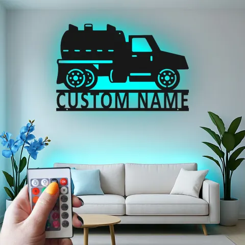 Custom Septic Truck Sign | Personalized LED Metal Wall Art | Gift for Truck Driver | Garage & Man Cave Decor alternate view