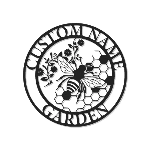 Décoration murale en métal LED personnalisée avec abeille - Cadeau pour jardiniers, décoration de patio extérieur