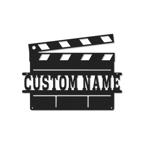Cartel personalizado de claqueta de cine | Decoración mural de metal con LED para sala de cine en casa | Pizarra de cine personalizada | Regalo para cinéfilos
