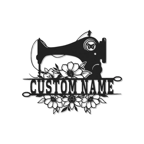 Personalisierte Nähmaschinen-Schild | LED Metall-Wandkunst | Individuelle Namens-Bastelzimmer-Dekoration | Geschenk für Schneiderin oder Mama