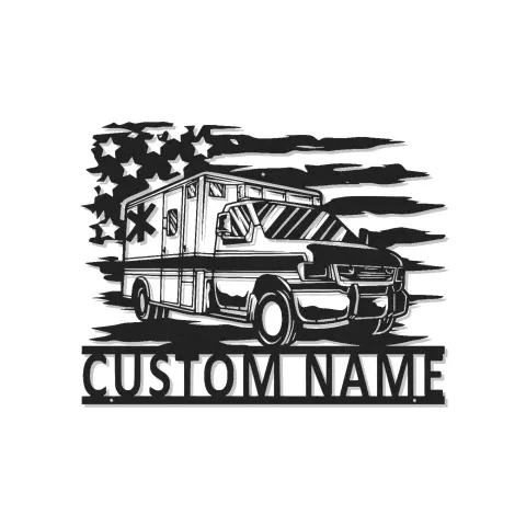 Cartel de metal personalizado con luz LED de ambulancia, regalo personalizado para EMTs, decoración de oficina de servicios de emergencia
