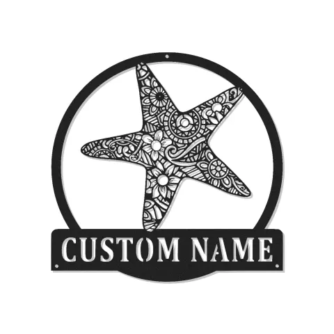 Personalisiertes LED-Schild mit Seestern | Individuelle Metall-Wandkunst | Küsten-Dekoration für Strandhaus & maritimes Firmenlogo