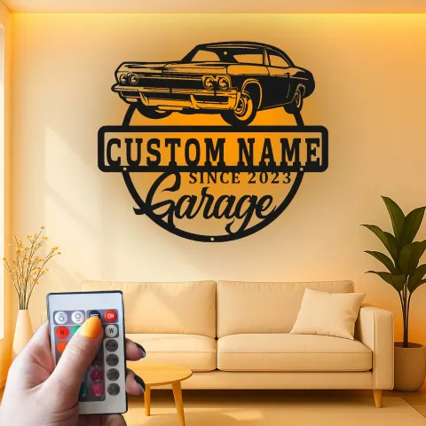 Custom Classic Car Led Light Metal Wall Art Personalized Garage Gift for Him Man Cave Decor 3 alternate view