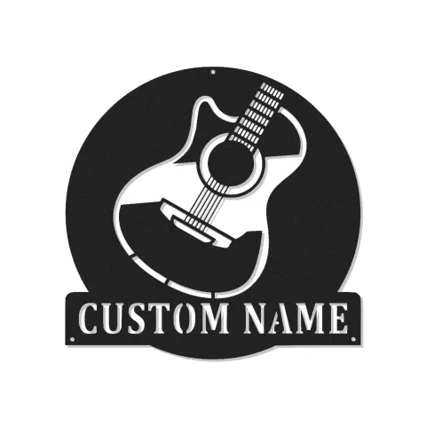 Enseigne LED guitare sur mesure | Décoration murale en métal personnalisée pour musiciens | Décor studio et salle de musique avec prénom