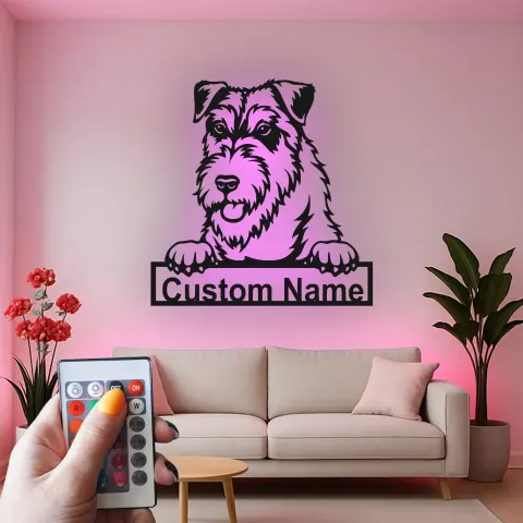 Custom Schnauzer Led Light Metal Wall Art Personalized Dog Lover Gift Living Room Pet Decor 4 alternate view