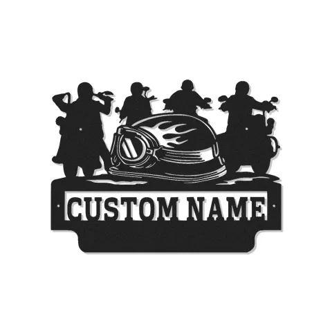 Cartel de metal para motocicleta personalizado con LED | Decoración mural con nombre de motero a medida | Decoración para man cave y garaje | Regalo para motoristas