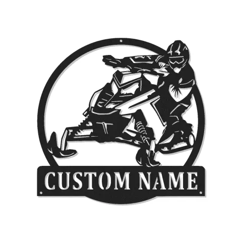 Cartel de metal personalizado de moto de nieve | Decoración mural LED personalizada | Regalo para amantes de los deportes de invierno y decoración de garaje