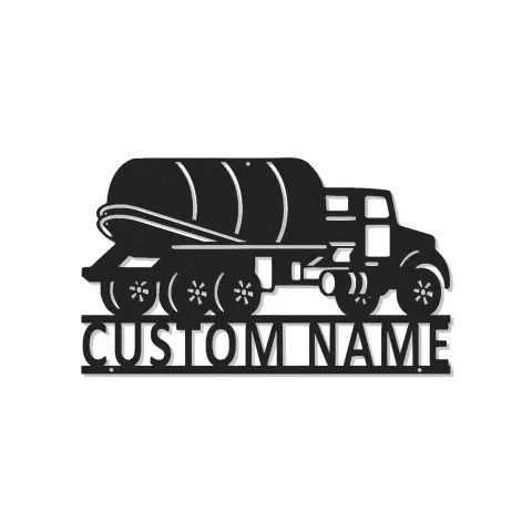 Personalisierte LED-Metall-Wandkunst mit Betonmischer-Lkw – Geschenk für Lkw-Fans, Garagendeko
