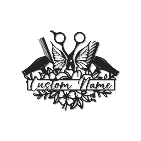 Personalized Hair Stylist Sign | Custom LED Metal Wall Art for Salon Decor | Beauty Studio Nameplate