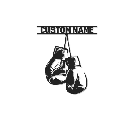Décoration murale en métal personnalisée avec gants de boxe et rétroéclairage LED - Cadeau personnalisé pour boxeurs, salle de sport ou décoration de coin homme 1