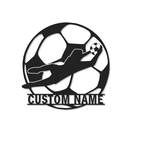 Letrero metálico personalizado de portero | Arte mural LED de fútbol | Decoración con nombre a medida para habitación del jugador | Regalo para aficionados al deporte