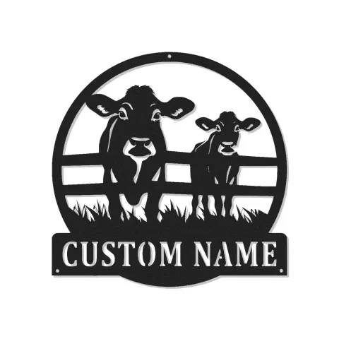 Custom Cow and Calf Led Light Metal Wall Art Farmhouse Gift for Farmers Rustic Kitchen or Barn Decor