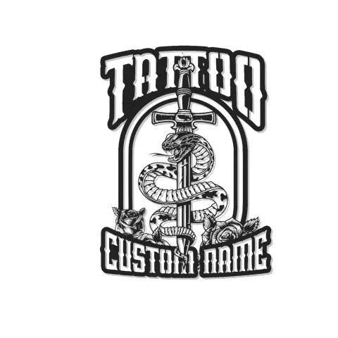 Cartel de estudio de tatuajes personalizado | Arte mural de metal LED con serpiente gótica y daga | Decoración personalizada para estudios de tatuajes