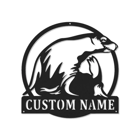 Art Murale en Métal Lion de Mer LED | Panneau Décoratif Personnalisé Côtier | Cadeau Maison de Plage Marine