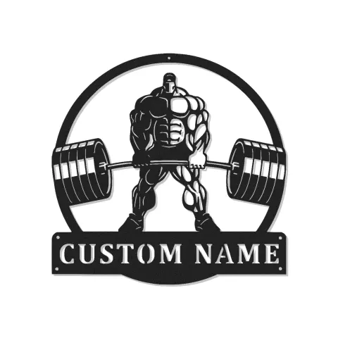 Personalisierte Bodybuilder Gewichtheben LED-Beleuchtung Metall-Wandkunst - Fitnessgeschenk für Fitness-Enthusiasten