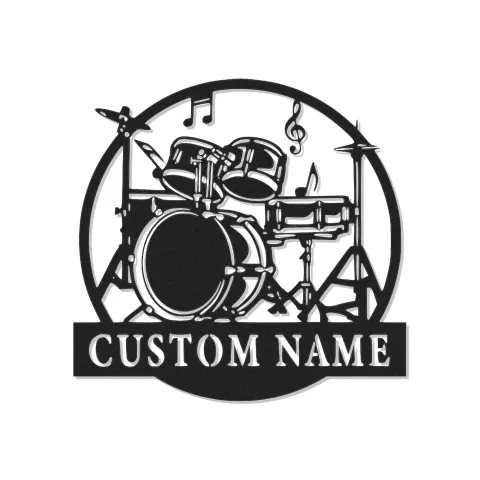 Custom Drum Set Led Light Metal Wall Art Personalized Musician Gift Music Room Decor for Drummers 1