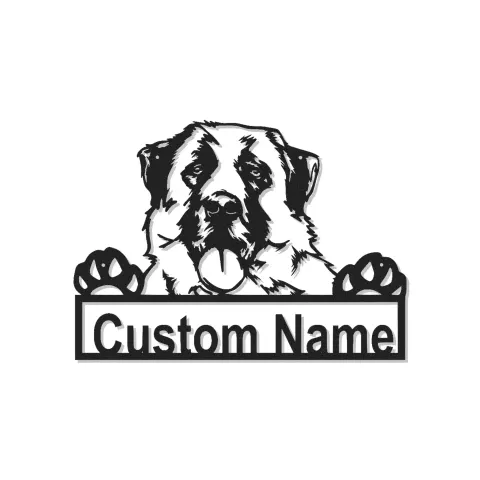 Insegna in metallo LED personalizzata con San Bernardo - Regalo per amanti dei cani, decorazione per soggiorno