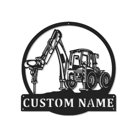 Custom Excavator Led Light Metal Wall Art Personalized Gift for Construction Enthusiast Garage or Office Decor 1