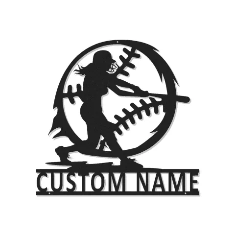 Softball Player Custom Name Sign | LED Metal Wall Art for Athlete's Room | Personalized Sports Decor Gift
