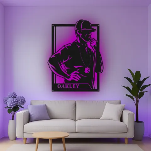 Vue alternative de Décoration murale en métal LED personnalisée pour silhouette d'entraîneur - Cadeau pour passionnés de sport, décoration de salle de jeux