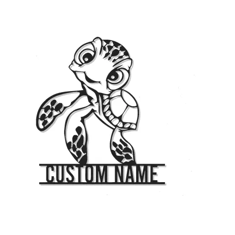 Custom Sea Turtle LED Sign | Metal Nursery Decor | Personalized Kids Room Light | Ocean Animal Wall Art
