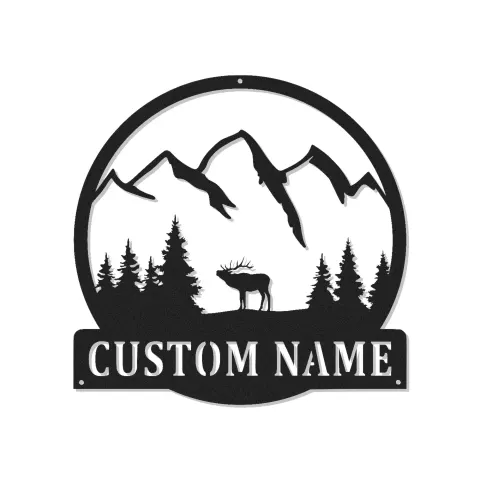 Cartel de metal LED de alce de montaña personalizado, regalo para amantes de la naturaleza, decoración de cabaña o refugio