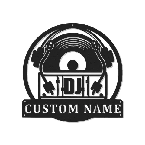 Insegna in metallo personalizzata con luce LED Giradischi Regalo personalizzato per amanti della musica Decorazione per studio o man cave