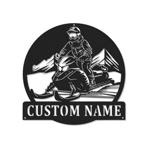 Arte murale in metallo per pilota di motoslitta | Insegna LED personalizzata per garage o man cave | Regalo per sport invernali per lui