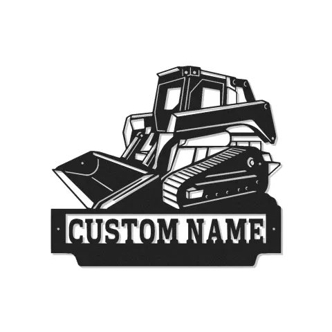 Décoration murale en métal personnalisée avec rétroéclairage Bulldozer - Cadeau pour passionnés de construction - Décor de garage ou bureau