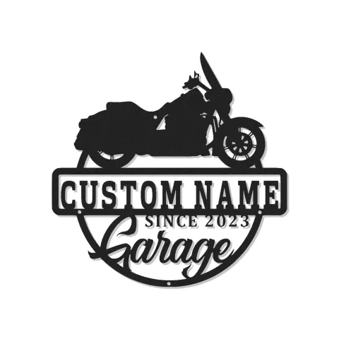 Personalisierte Motorrad Garagenschild | LED Metall-Wandkunst | Individuelles Biker Papa Geschenk | Vintage Cruiser Dekor