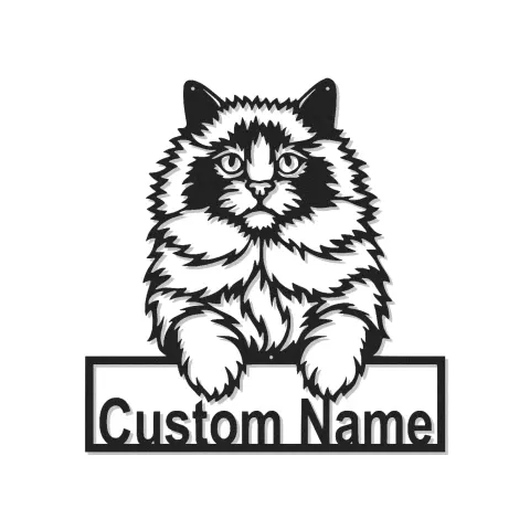 Personalisierte LED-beleuchtete Metall-Wandkunst mit flauschiger Katze – Geschenk für Katzenliebhaber, Dekor für das Wohnzimmer
