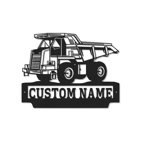 Décoration murale en métal personnalisée avec rétroéclairage LED de camion benne - Cadeau construction pour lui - Décor garage ou man cave