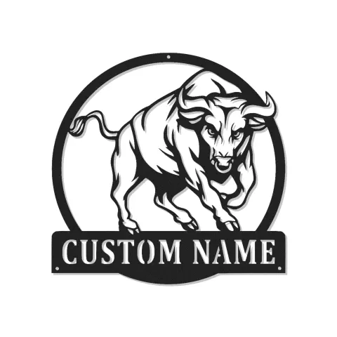 Cartel de metal LED personalizado de toro, regalo para él, decoración de cueva de hombre u oficina
