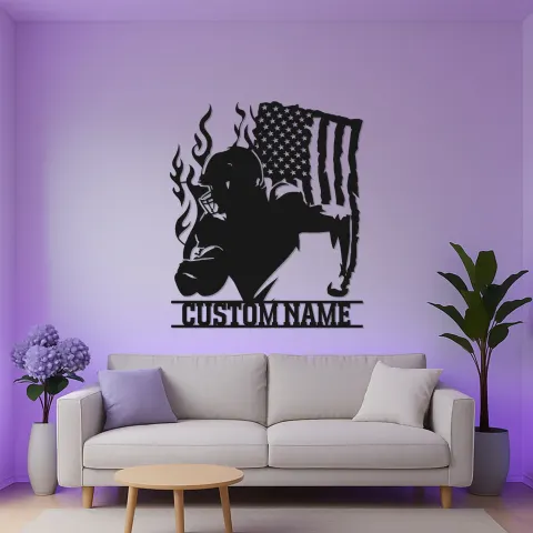 Vista alternativa de Cartel LED personalizado de jugador de fútbol americano | Decoración mural de metal personalizada para sala de juegos | Regalo para hijo adolescente deportista