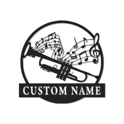 Cartel de metal LED personalizado de trompeta y notas musicales, regalo para músicos, decoración de sala de música