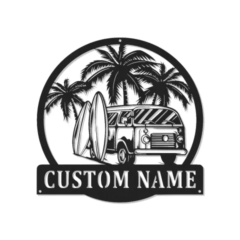 Custom Surf Van Led Light Metal Wall Art Personalized Beach Lover Gift Coastal Decor for Surf Enthusiasts