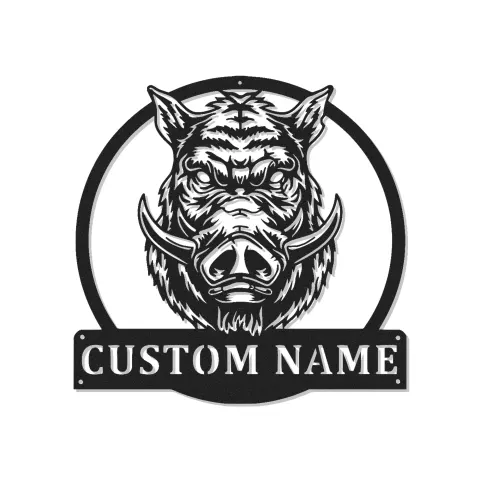 Insegna in metallo personalizzata con luce LED cinghiale regalo per cacciatori decorazione rustica man cave