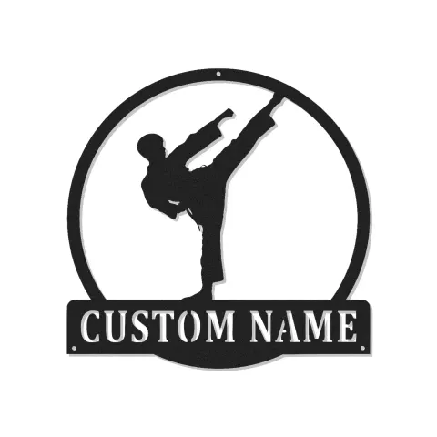 Insegna LED Karate Personalizzata | Arte Murale in Metallo per Arti Marziali | Decorazione Dojo e Regalo per Combattente