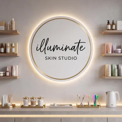 Custom Backlit Business Sign | Acrylic & Metal | Modern Salon, Office, Studio Decor | Personalized 3D Illuminated Logo