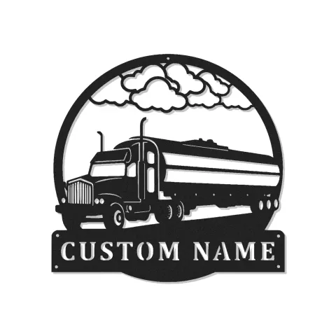 Personalisierte Trucker LED-Leuchte | Individuelle Metall-Wandkunst für Lkw | Silhouette eines großen Trucks für die Männerhöhle | Geschenk für Fahrer