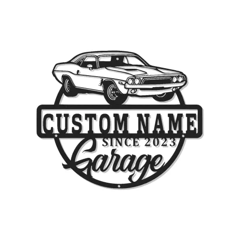 Panneau de garage Muscle Car personnalisé | Décoration murale en métal LED personnalisée | Décor d'atelier et cadeau pour passionné de voitures