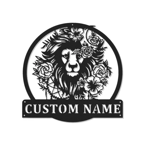 Panneau lion en métal sur mesure | Décoration murale LED personnalisée pour salon de beauté et maison | Cadeau déco faune bohème