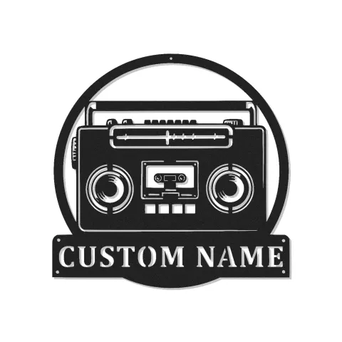 Personalisierte Boombox LED Licht Metall Wandkunst für Musikliebhaber